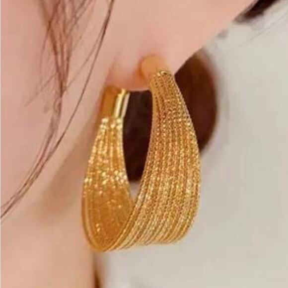 Gold Multi Circle Hoop Earrings - Picture 4 of 4